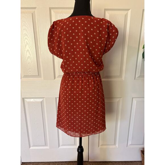 THML Women’s Small Polka Dot Burnt Orange Dress - Picture 3 of 12